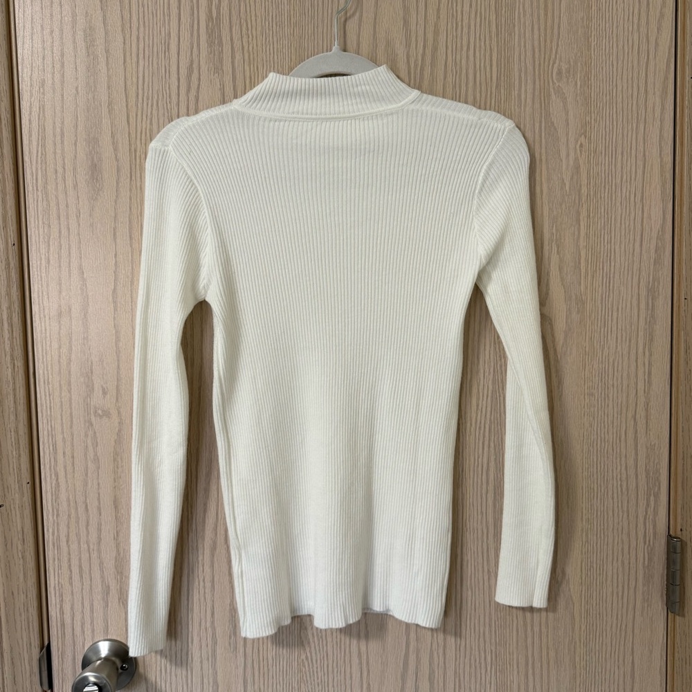 SHEIN Cream Ribbed Knit Top